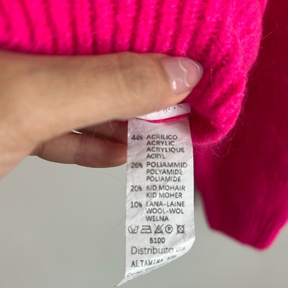 Altamira Milano Pink Mohair Blend Cardigan Sweater Size S - Picture 5 of 8